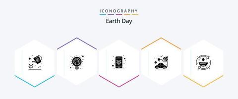 pacote de ícones do dia da terra 25 glifos, incluindo verde. plugue. terra. elétrico. móvel vetor