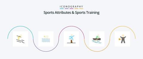 atributos esportivos e pacote de ícones planos de treinamento esportivo 5, incluindo água. remo. água. barco. correndo vetor