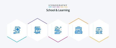 escola e aprendizagem 25 pacote de ícones azul incluindo . Educação. Educação. quadro. Educação vetor