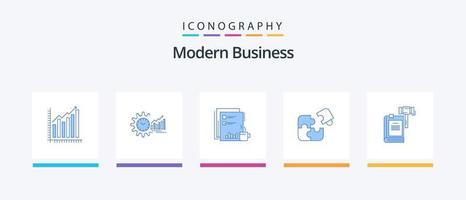 pacote de ícones de negócios modernos azul 5 incluindo notícias. financeiro. análise. café. tempo. design de ícones criativos vetor