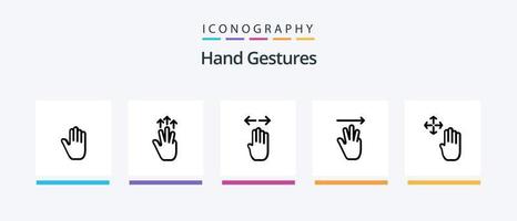 gestos de mão linha 5 pacote de ícones incluindo direito. seta. interface. mão. gesto. design de ícones criativos vetor