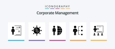 pacote de ícones de glifo 5 de gerenciamento corporativo, incluindo trabalho. habilidades. rede. funcionários. terceirizar. design de ícones criativos vetor