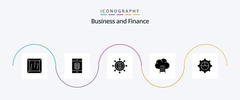 pacote de ícones de glifo 5 financeiro, incluindo . negócios. engrenagem. finança vetor