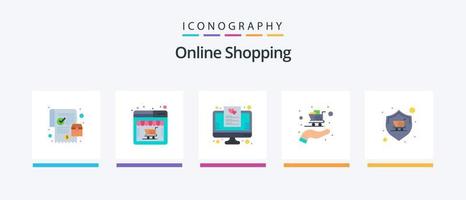 pacote de ícones de 5 planos de compras on-line, incluindo compras. comprar. Lista de Desejos. compras. comprar. design de ícones criativos vetor