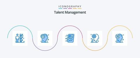 pacote de ícones azul 5 de gerenciamento de talentos, incluindo processo. mente. humano. gráfico. relatório vetor
