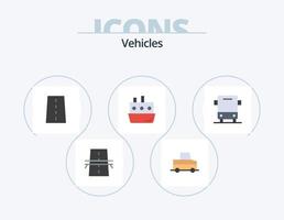 design de ícone do pacote de 5 ícones plana de veículos. transporte. enviar. garagem. carro. estrada vetor