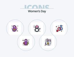 linha do dia das mulheres cheia de ícones do pacote 5 design de ícones. mulheres. caixa. coração. presente. anel vetor