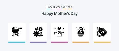 feliz dia das mães glifo 5 pacote de ícones incluindo criança. presente. mãe. inscrição. design de ícones criativos vetor