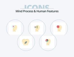 processo mental e design de ícone plano de pacote de 5 ícones de recursos humanos. cérebro. brian. negócios. cabeça. pensar vetor