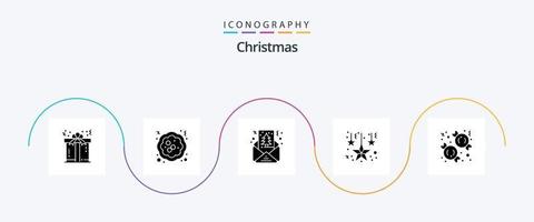 pacote de ícones do glifo de natal 5 incluindo sobremesa. doce. cartão. estrelas penduradas. Natal vetor