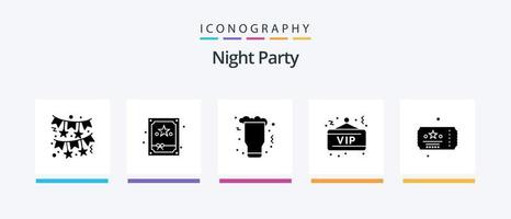 pacote de ícones de glyph 5 de festa noturna, incluindo celebração. festa. noite. noite. vip. design de ícones criativos vetor