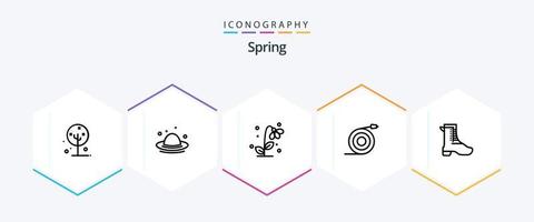 primavera 25 pacote de ícones de linha, incluindo água. fluxo. primavera. curvado. natureza vetor