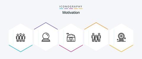 pacote de ícones de 25 linhas de motivação, incluindo roda gigante. arquitetura. montanhas. saúde. casal vetor