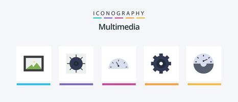 pacote de ícones multimídia flat 5 incluindo . velocidade. velocidade. traço. design de ícones criativos vetor