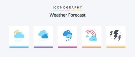 pacote de ícones do tempo plano 5, incluindo energia. parafuso. chuvoso. chuva. previsão. design de ícones criativos vetor