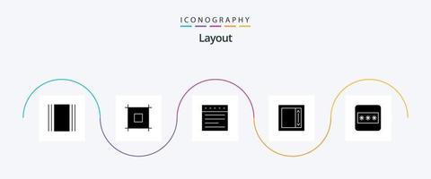 pacote de ícones de glifo de layout 5, incluindo . senha. rede. layout. disposição vetor