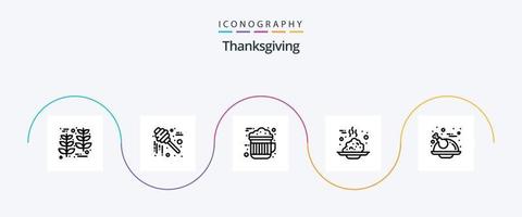 Pacote de ícones da linha 5 de ação de graças, incluindo férias. mingau. chocolate. comida. café da manhã vetor