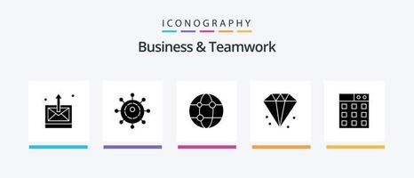 pacote de ícones de 5 ícones de negócios e trabalho em equipe, incluindo joias. diamante. negócios. tecnologia. design de ícones criativos vetor