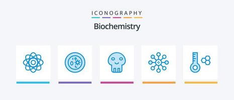 pacote de ícones azul 5 de bioquímica, incluindo temperatura. célula. laboratório. biologia. morte. design de ícones criativos vetor