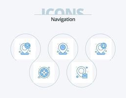 design de ícones do pacote de ícones azuis de navegação 5. notificação. tempo. mapa. localização. universidade vetor