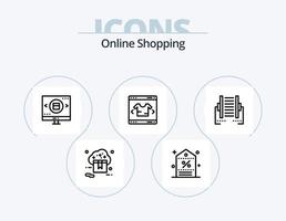 ícone de linha de compras on-line pack 5 design de ícone. embalagem. carrinho. compras. caixa. confiar vetor