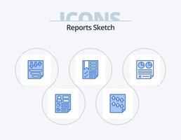 relatórios esboçam o design do ícone do pacote de ícones azuis 5. documento. marca páginas. papel. relatório. página vetor