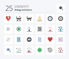 pacote de ícones de 25 cores planas de biologia, incluindo biologia. química. face. biologia. biologia vetor