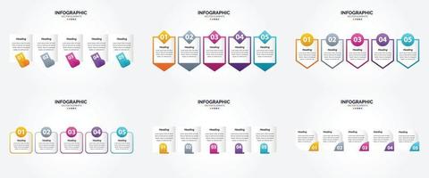 conjunto de design plano de infográficos de ilustração vetorial para folheto publicitário e revista vetor