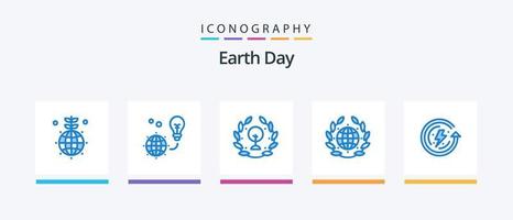 pacote de ícones do dia da terra azul 5, incluindo o dia da terra. dia. terra. verde. folha. design de ícones criativos vetor