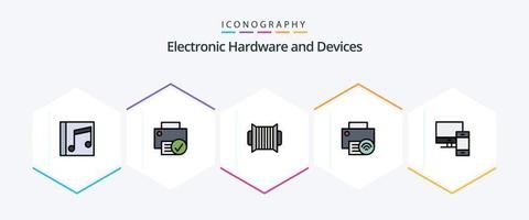 dispositivos 25 pacote de ícones de linha preenchida, incluindo hardware. dispositivos. gadget. computadores. instrumento vetor