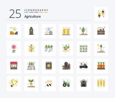 agricultura pacote de ícones de 25 cores planas, incluindo planta. agricultura. canudo. grão. agricultura vetor