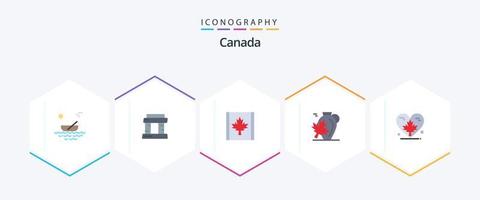 Pacote de ícones planos do Canadá 25, incluindo amor. bordo. Canadá. folha. outono vetor
