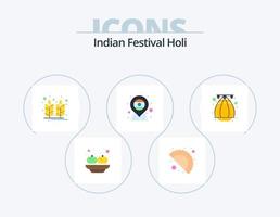 holi flat icon pack 5 design de ícones. terracota. Índia. comida. Índia. país vetor