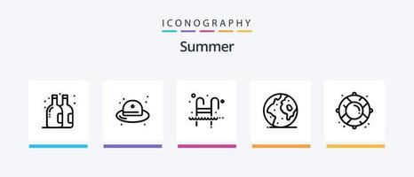 pacote de ícones da linha 5 de verão, incluindo mundo. internacional. resgatar. globo. doce. design de ícones criativos vetor