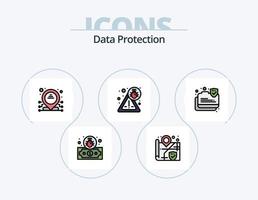 linha de proteção de dados cheia de ícones do pacote 5 design de ícones. privacidade. dados. proteção. biscoitos. eu ia vetor