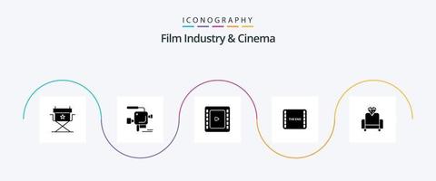 pacote de ícones cenima glyph 5 incluindo . filme. cinema. cinema. filme vetor