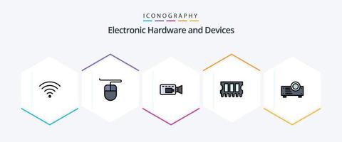 dispositivos 25 pacote de ícones de linha preenchida, incluindo . hardware. . apresentação vetor