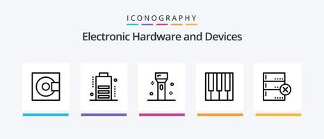 Pacote de ícones da linha 5 de dispositivos, incluindo alto-falante. eletrônicos. pc. dispositivos. equipamento. design de ícones criativos vetor