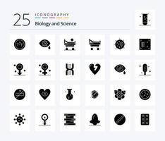 pacote de ícones de glifos sólidos de biologia 25, incluindo biologia. costelas. hospital. peito. célula vetor