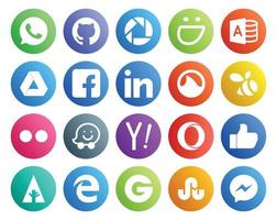 20 pacotes de ícones de mídia social, incluindo borda como grooveshark opera yahoo vetor