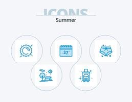 design de ícones do pacote de ícones azuis de verão 5. verão. data. mala de viagem. calendário. clima vetor
