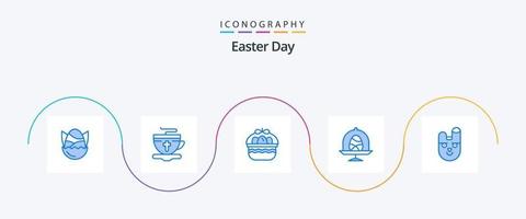 Pacote de ícones de Páscoa azul 5, incluindo animal. comida. quente. ovo. natureza vetor
