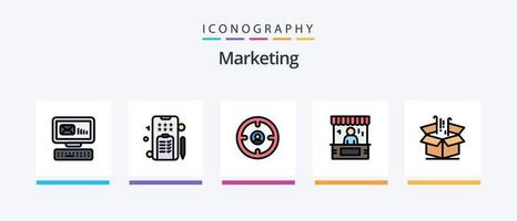 linha de marketing cheia de 5 ícones incluindo telefone. do utilizador. bens. móvel. opinião. design de ícones criativos vetor
