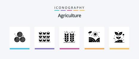 pacote de ícones de glifo de agricultura 5, incluindo agricultura. água. fazenda. lago. agricultura. design de ícones criativos vetor