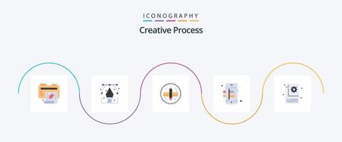 processo criativo flat 5 icon pack incluindo processo. processo. caneta. criativo. ferramenta vetor