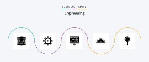 pacote de ícones de glifo 5 de engenharia, incluindo . prédio. reparar. construção. utensílios vetor