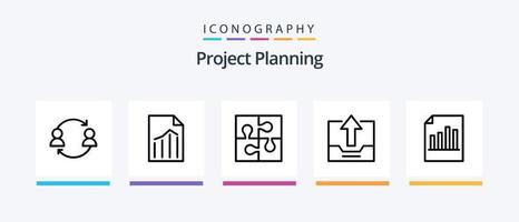 pacote de ícones da linha 5 de planejamento de projeto, incluindo copo. conquista. escritório. tática. planejamento. design de ícones criativos vetor