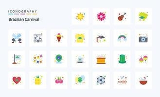 25 pacotes de ícones de cores lisas do carnaval brasileiro vetor