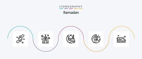 Pacote de ícones da linha 5 do Ramadã, incluindo . mesquita . mês . lua . crescente vetor