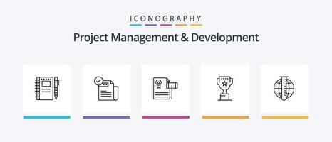 gerenciamento de projetos e pacote de ícones da linha 5 de desenvolvimento, incluindo integração. integração de dados. eu ia. dados. mercado. design de ícones criativos vetor